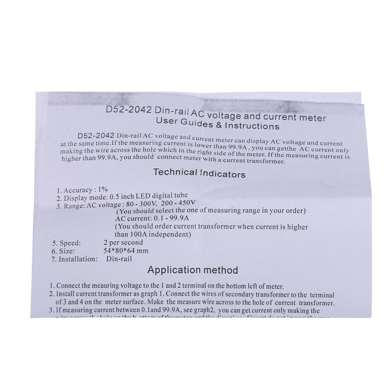 Digital AC80-300V 0-100A LED Dual Display Panel Voltage Amp Meter Red Green