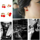 Sweet Shining Rhinetones Women Girls Cute Mini Cherry Fruit Studs Earrings