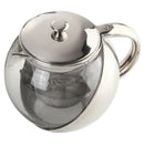 Modern Stylish Stainless Steel + Glass Teapot With Loose Tea Leaf Infuser S