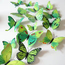 12pcs PVC Butterfly Wall Stickers Wedding Party Butterflies  Deco Green A