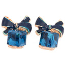 Blue Crystal Rhinestone Enamel Bow Ear Stud Bowknot Earring GiftWomenJewelry 3C