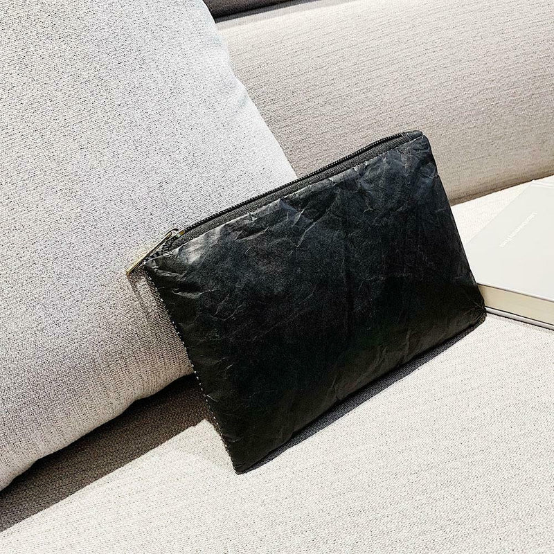 Retro Eco-Friendly Female Solid Color Clutch Women Tide Makeup Bags (Black) A