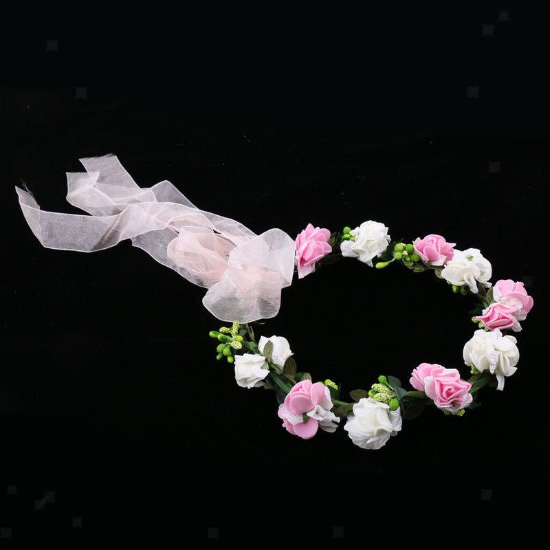 Wreath Flower Artificial Flowers Hair Band Floral Bridal Wedding Hairband