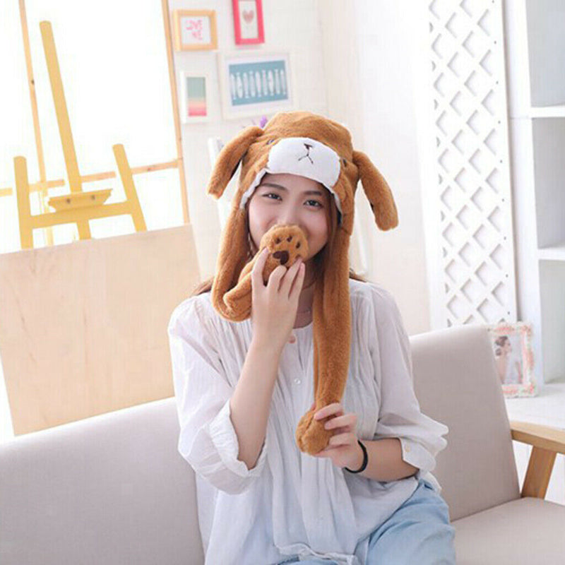 Bear Hat Ear Moving Jumping Hat Funny Lovely Plush Hat Cap For Women Girls