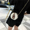 Mini Round Tote Shoulder Bag Women Leather Chain Messenger Purse (2 White)