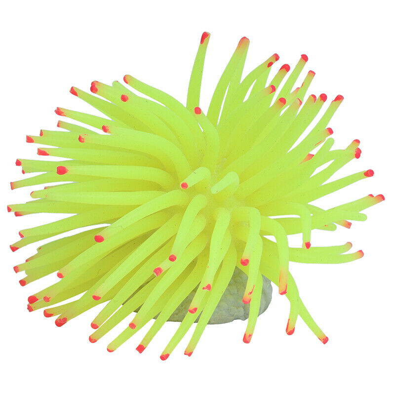 Artificial coral Green Fluorescent 9 cm Plastic Aquarium Decoration W5B5