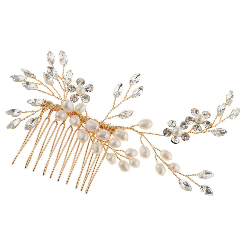 Wedding Hair Comb with Pearls Rhinestone Bridal Hair Accessory for Bridemaid