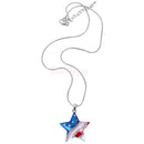 American USA Flag Star Design Diamante Pendant Patriotic Necklace