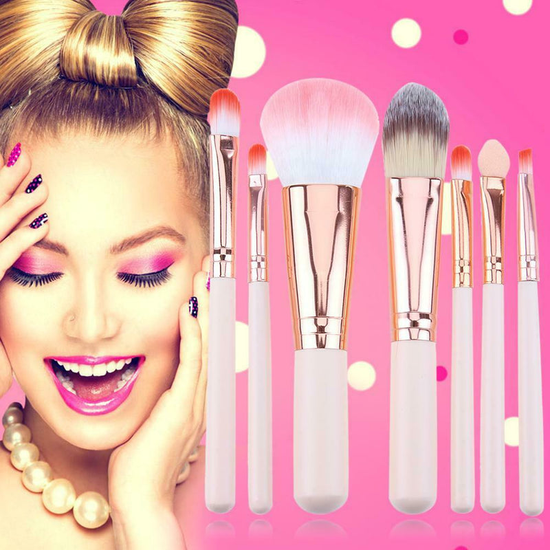 7pcs/set Wood Makeup Brush Foundation Contour Concealer Blush Pen Beige