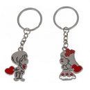 Cute Boy and Girl Loving Heart Keychain, Fashion Metal Couples Key Ring for R1U3