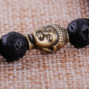2pcs Men Lava Rock Stone Buddha Beaded Bracelet Lucky Yoga Energy Wrist Mala 8mm