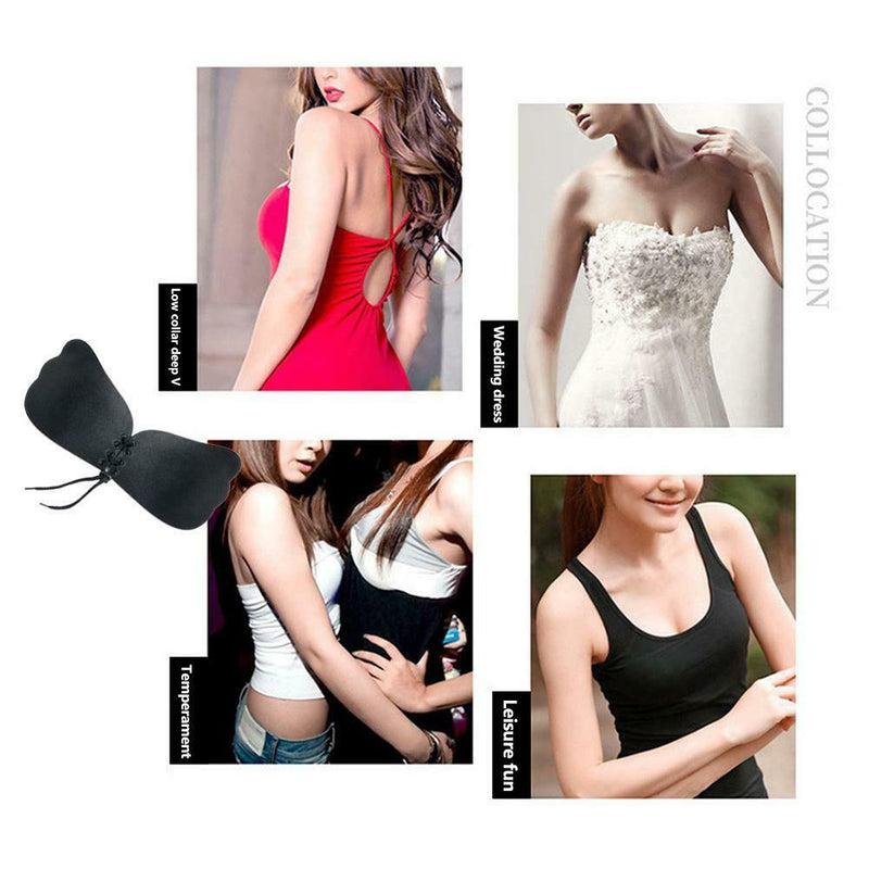 Sexy Wireless Push Up Invisible Bras Women Adhesive Fly Bra (Dot Black C) A