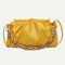 Women Pleated Shoulder Bag Chain Totes PU Cloud Messenger Handbag (Yellow)