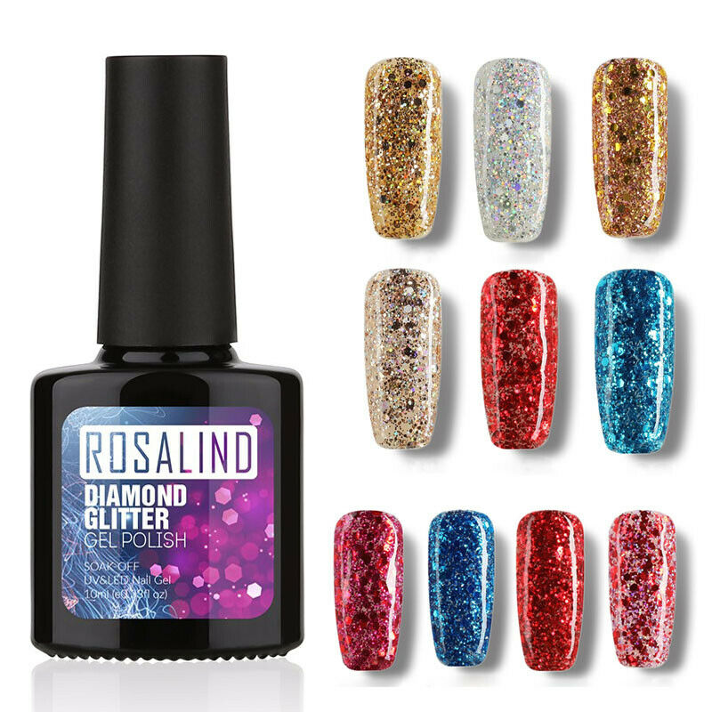 Rosalind Gel 1S P+Black Bottle 10Ml Diamond Glitter W01-29 Gel Nail Polish  I3B6