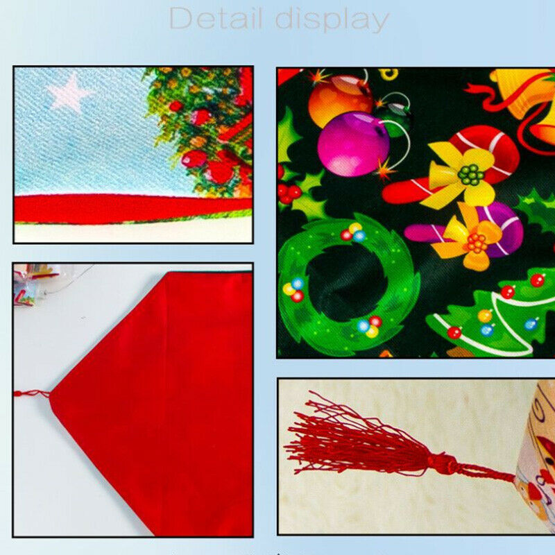 2 Pcs Set Christmas TableCloths Fabric Double-Layer Polyester Cotton Christ R6A5