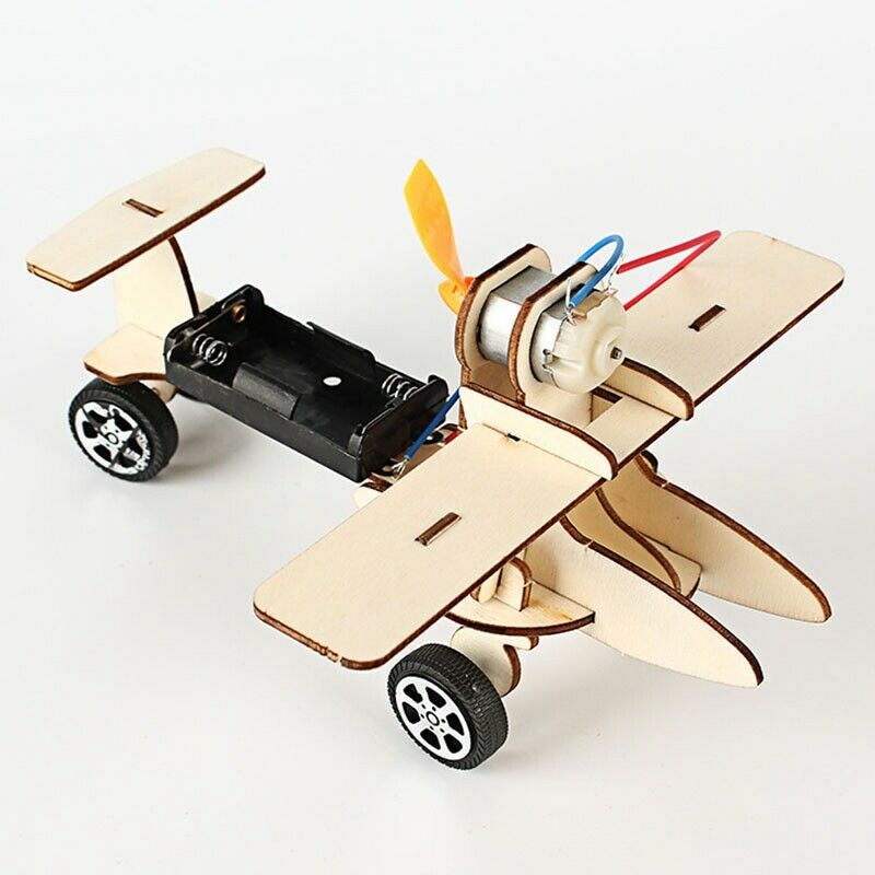 Children Kids Diy Electric Wood Racing Car Assembled Puzzles Scientific Exp P5P8