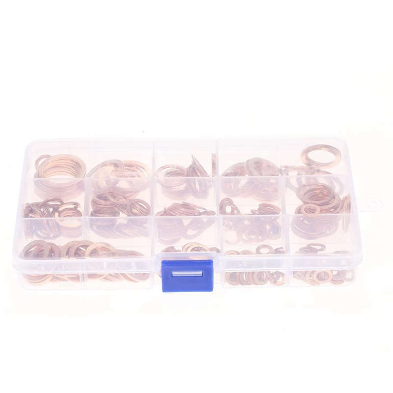280 Pcs Assorted Copper Washer Gasket Set Flat Ring Seal Assortment Kit M5- N1Q9