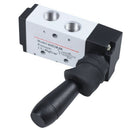 Pneumatic Air Inlet 2 Position 5 Way Manual Hand Pull Valve Gray+Black