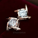 Simple Geometric Out Stud Earrings for Women Square Zircon Plated Earring