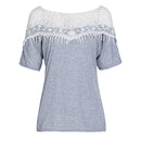 Sexy Lace Batwing Short Sleeve Loose Top Fashion Women Casual T-Shirt Blouse New