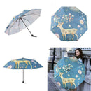 Cartoon Deer Flower Women 3 Folding Summer Anti-uv Sun Umbrell Rain Mini M7 V5K2