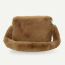 Women Plush Messenger Bag Big Capacity Fluffy Shoulder Handbags (Brown)