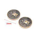 Copper Round Chinese Ethnic Zodiac Cattle Pendant Necklace Men Women PendanSEAU