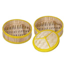 2-Pack Bamboo Steamer Basket for Buns Dumplings Meat Weaved with Lid Home