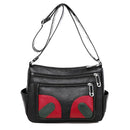 Retro Mummy Leather Flower Shoulder Totes Women Multi-zipper Crossbody Bags