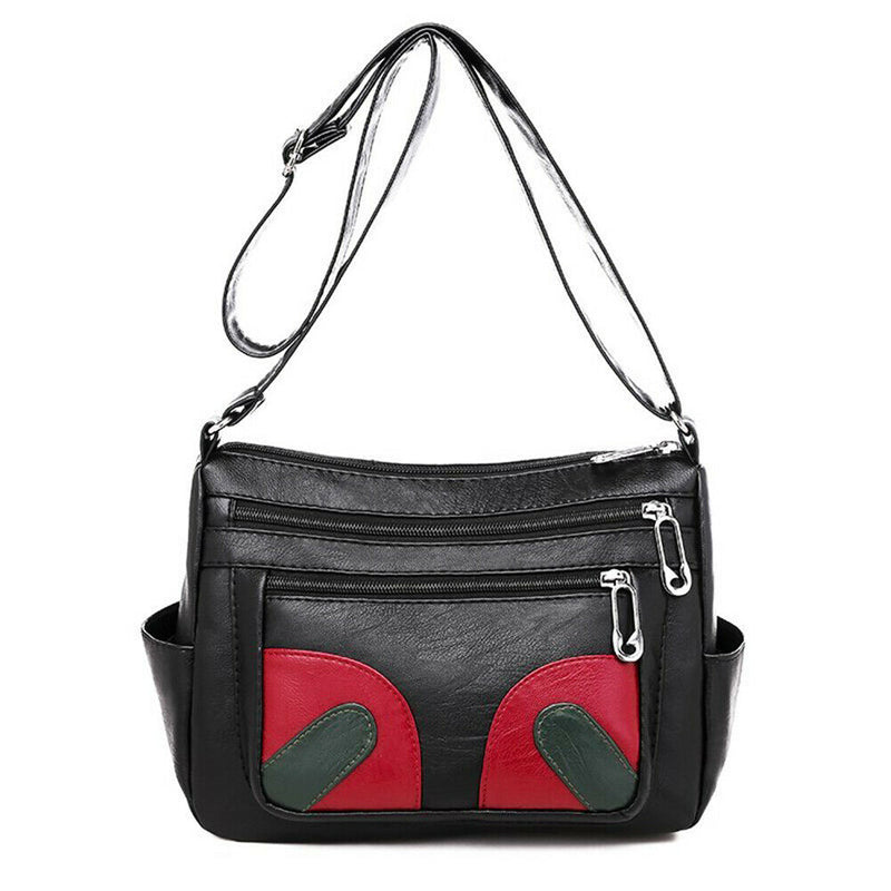 Retro Mummy Leather Flower Shoulder Totes Women Multi-zipper Crossbody Bags
