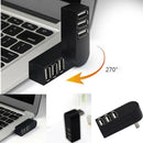 Mini 3 Port USB 2.0 Rotate Splitter Adapter Hub for PC Notebook Laptop Expansion
