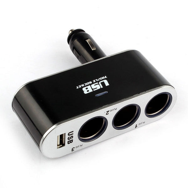 12V/24V 3USB Power Supply Car New Charger Triple Cigarette Lighter Adapter