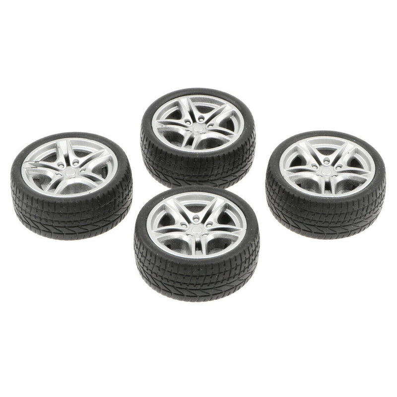1:10 Scale 4pcs Rubber 5 Spoke Wheel Rim & Tyres For RC Racing Car Parts