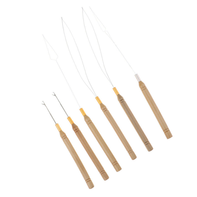 6Pcs Hair Extensions Loop, Micro Rings Links Beads  Threader Wire Hook