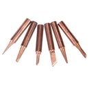 6pcs Set Pure Copper Iron Tip 900M-T Soldering Tip Soldering Rework Station New