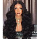Black Women Long Full Wavy Front Wig Curly Natural Hair Wigs Middle Part Natural