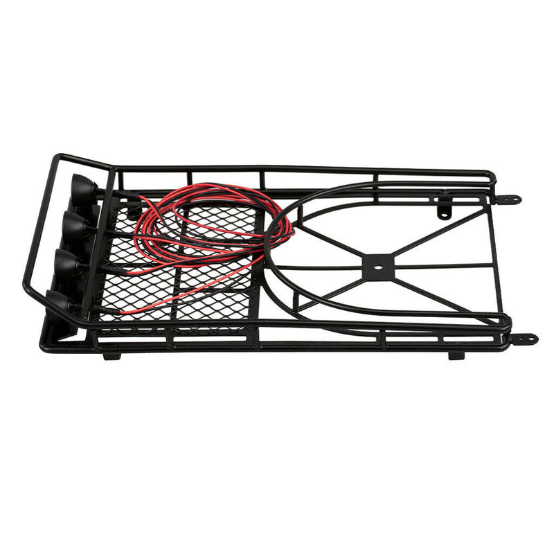 RC 1:10 Roof Luggage Rack with 4 Pieces LED Light Bar for D90 Rc 4wd Axial scx10