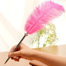 New Pretty Wedding Guest Book Signing Pen Ostrich Feather Long Quill Signin
