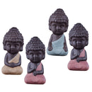 4 Pieces Little Buddha Statuette Monk Ceramic Handicrafts Statues Holder Tea Pet