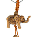 Lucky Elephant Carving Wood color Pendant Key chain Ring Evil Defends Gift JR
