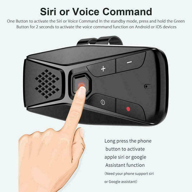 Hand Free BT 5.0 MP3 Player Multipoint Speakerphone Visor Sun Bluetooth Car N7E2