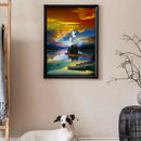 Diamond Painting Lake Island Full Round Rhinestone Picture DIY Set 30x40cm