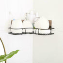 Bathroom Kitchen Shower Caddy Shelf Triangular Wall Corner Rack Black Organ J7W4