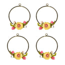 4 Pieces Alloy Enamel Charms Pendants Lovely Flower Jewelry Findings DIY
