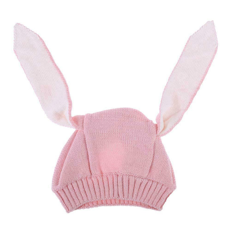 Infant Long Rabbit Ears Knitted Hat Baby Autumn Elastic Unisex Pink Cap
