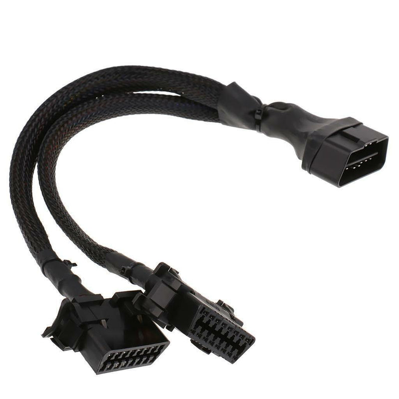 1 to 2 OBD2 OBDII 16 Pin Male to Female Y Splitter Extension Cable Connector