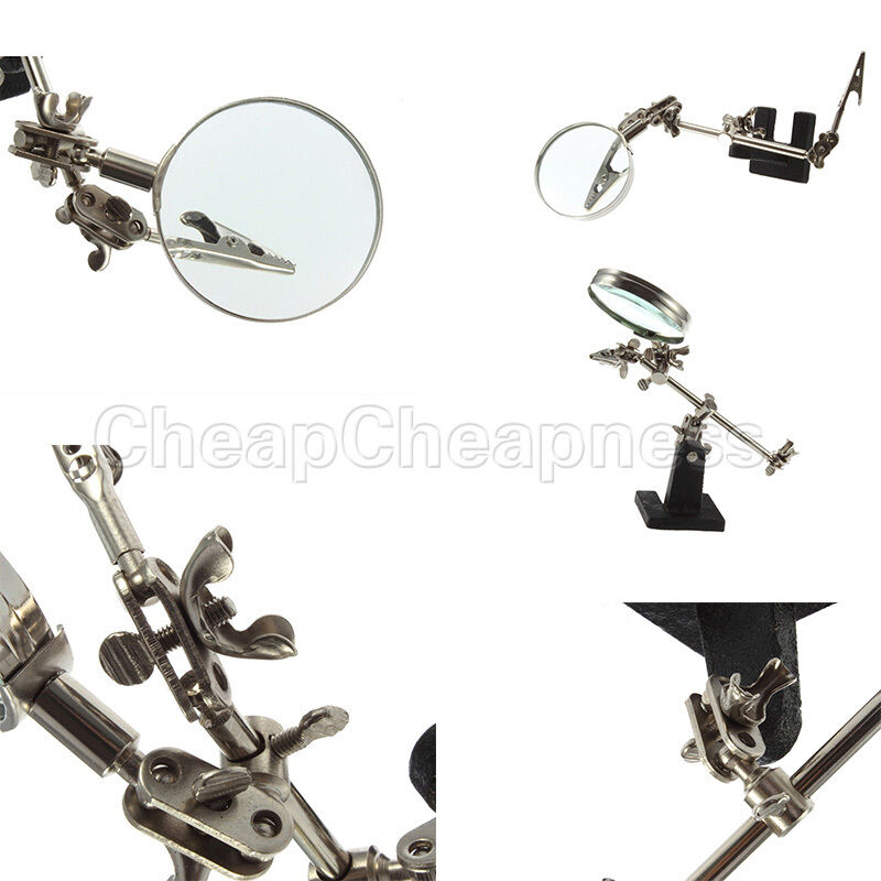 Enhanced Third Hand Soldering Iron Stand Holder Station Magnifier Tool Kit   Cy