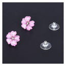 Women Flower Crystal Rhinestone Ear Stud Earrings Pink