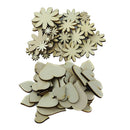 100pcs Unfinished Wood Flower Heart Shape Wooden Scrapbooking Embellishments
