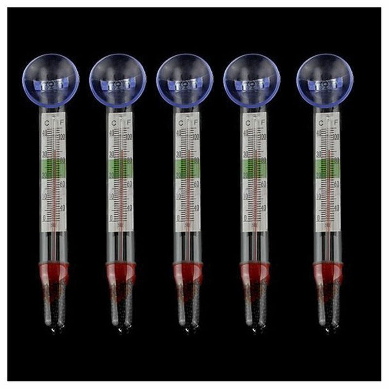 5PC Glass Thermometer Aquarium Fish Tank Water Temperature Meter Suction Cup New